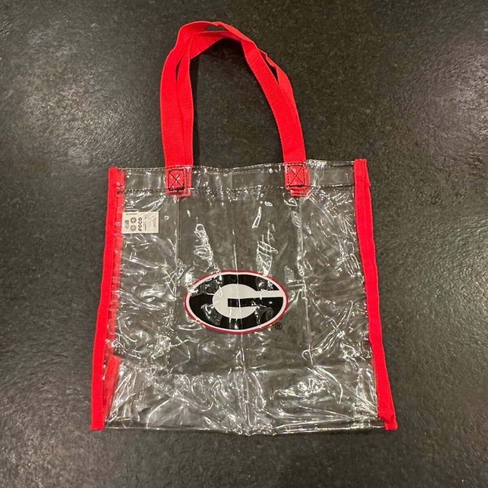 Clear UGA Georgia Bulldogs Tote Bag with Red Handles game day tote